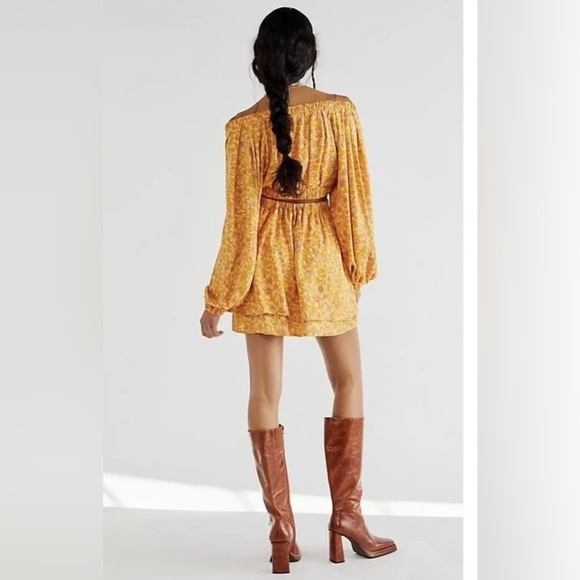 Free People Women's Pink and Gold Mini Dress - Picture 2 of 5